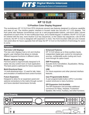 RTS Digital Matrix Intercom KP 12 CLD Technical Data Sheet