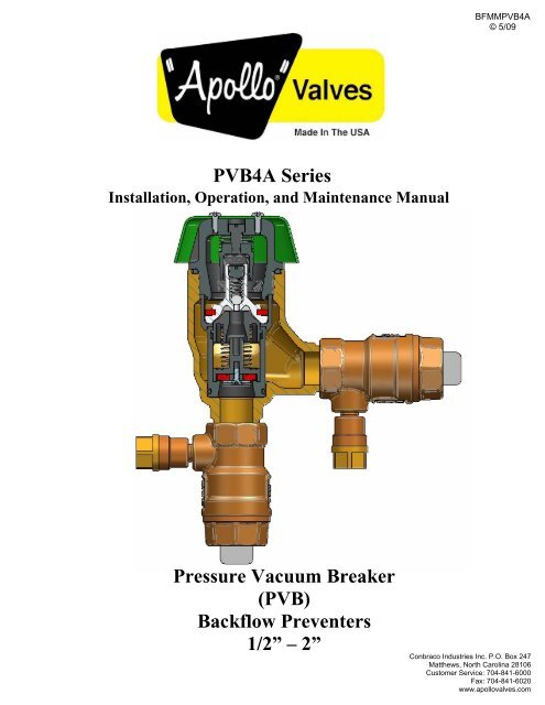Pvb4a Series Pressure Vacuum Breaker Pvb Backflow Supply