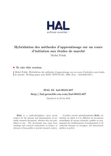 Hybridation des méthodes d'apprentissage sur un cours d'initiation ...