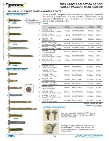 the largest selection of low profile pancake head ... - Triangle Fastener