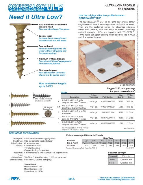 the largest selection of low profile pancake head ... - Triangle Fastener