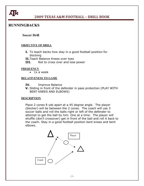 2009 Texas A&M Football Running Back Drills - Gregory Double Wing