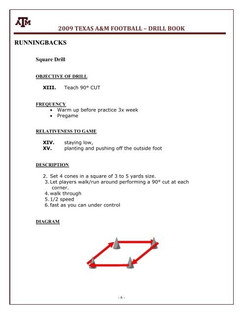 2009 Texas A&M Football Running Back Drills - Gregory Double Wing