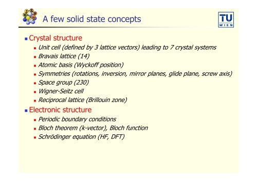 Introduction to Solid State theory, DFT and the APW-method - WIEN 2k