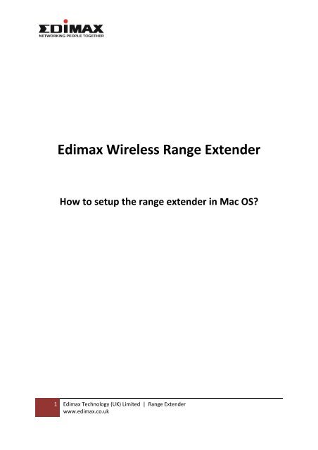 How to setup Edimax Range Extender in Mac to use a fix IP address ...