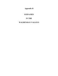 PRIMARY WALDENSIAN SURNAMES