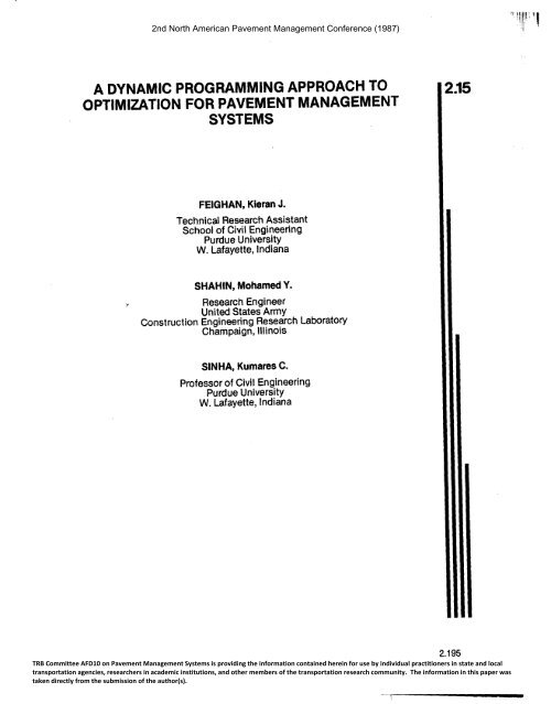 a dynamic programming approach to optimization for pavement ...