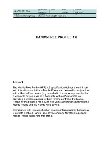 HANDS-FREE PROFILE 1