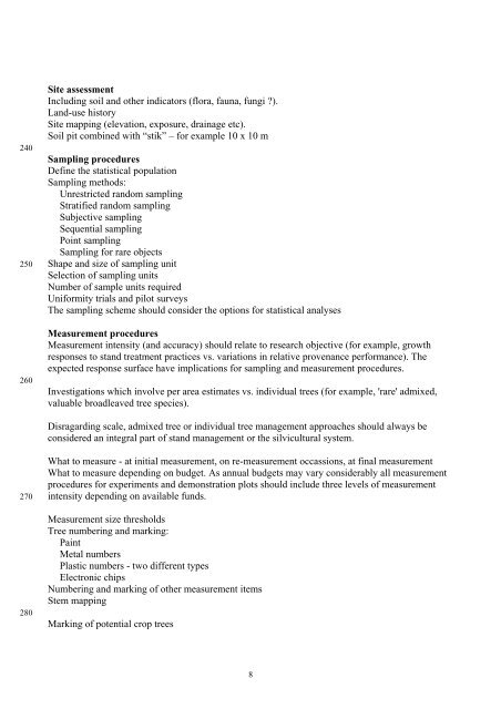 Procedures for forest experiments and demonstration plots - Valbro