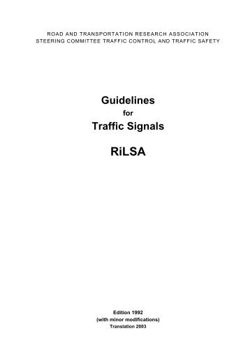 Guidelines for Traffic Signals Rilsa English Version of - Fgsv-Verlag