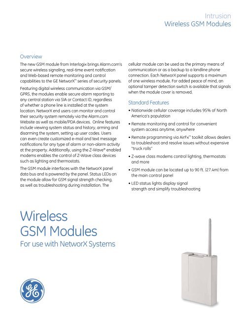NetworX Wireless GSM Modules Data Sheet - Interlogix
