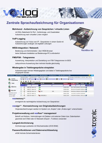 Zentrale Sprachaufzeichnung für Organisationen - VOXTRONIC