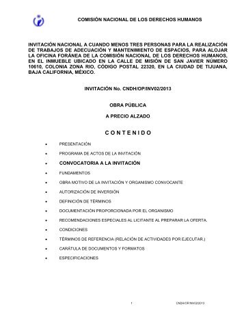 CONVOCATORIA CNDH OP INV01 2010