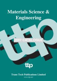 Materials Science & Engineering - Trans Tech Publications Inc.