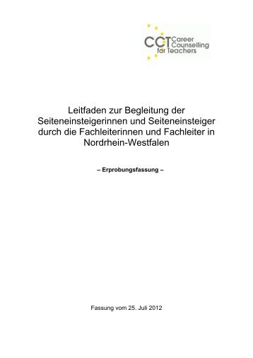 Leitfaden - Cct-Laufbahnberatung für Lehrerinnen und Lehrer