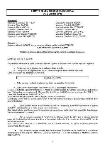 Conseil municipal du 02 juillet 2008 - Saint-Fuscien