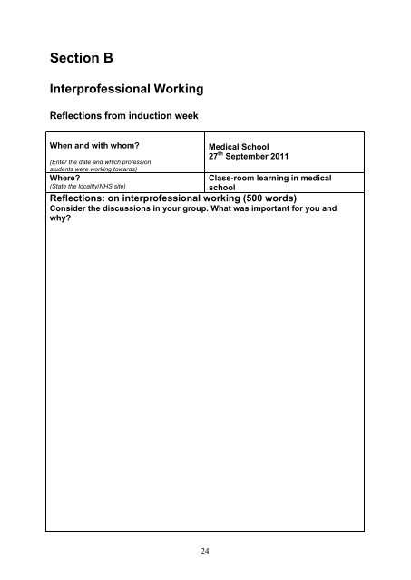 Example Portfolio for students at Leicester Medical School.