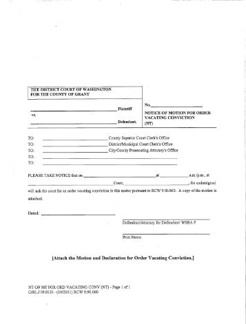 Notice, Motion, Order for Vacating Conviction - Grant County ...
