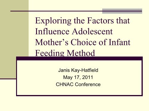 Exploring the Factors that Influence Adolescent Mother's Choice of ...