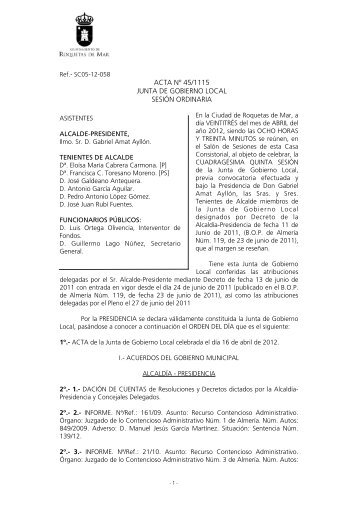 acta nº 45/1115 junta de gobierno local sesión ordinaria