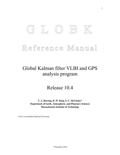 GLOBK Reference Manual - MIT