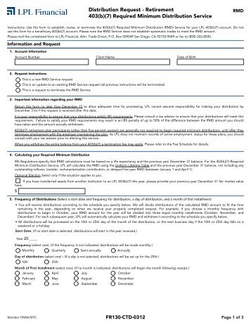 Distribution Request - Retirement 403(b)(7 ... - LPL Financial