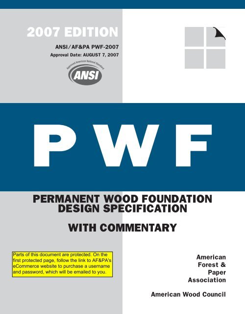 Permanent Wood Foundation Design Specification with Commentary