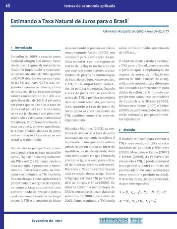 Estimando a Taxa Natural de Juros para o Brasil1 - Fipe