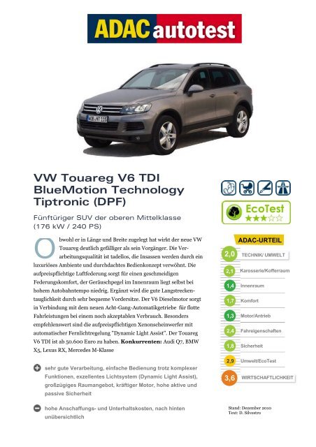 VW Touareg V6 TDI BlueMotion Technology ... - Volkswagen AG