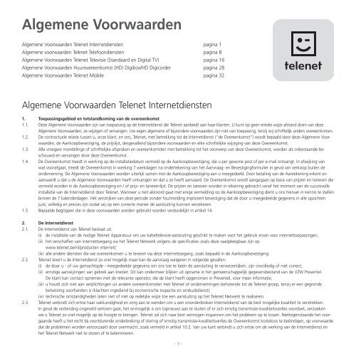 Algemene Voorwaarden - Klantenservice - Telenet