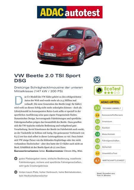 VW Beetle 2.0 TSI Sport DSG - Volkswagen AG