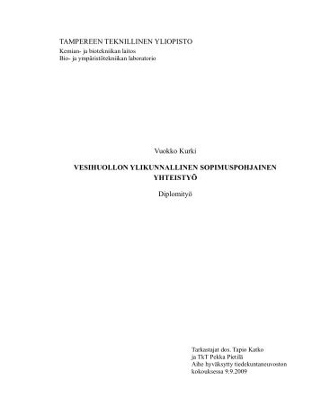 Vesihuollon ylikunnallinen sopimuspohjainen yhteistyö