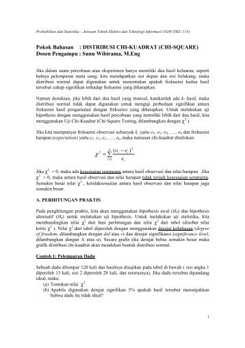 DISTRIBUSI CHI-KUADRAT (CHI-SQUARE) - Teknik Elektro UGM