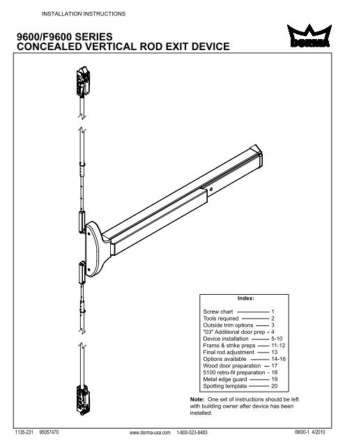 Exit Device Cross Reference Chart