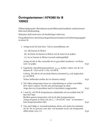 Â¨Ovningstentamen i KFK080 f Â¨or B 100922 - CMPS