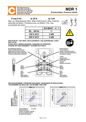 Condor Druckschalter MDR 1 Montageanleitung