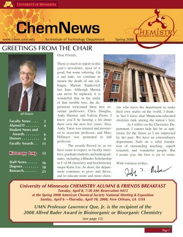 ChemNews - Department of Chemistry - University of Minnesota