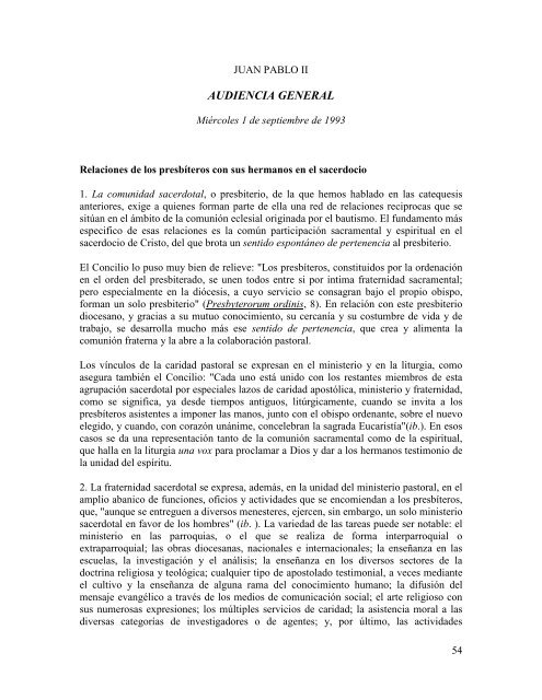 Catequesis de Juan Pablo II sobre el sacerdocio - amoz.com.mx