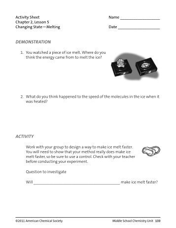 Activity Sheet - Middle School Chemistry