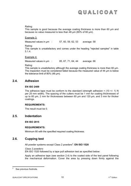 Specifications for a Quality Label for Paint, Lacquer and ... - Qualicoat