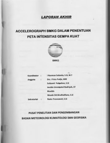 accelerograph bmkg dalam penentuan peta intensitas ... - KM Ristek