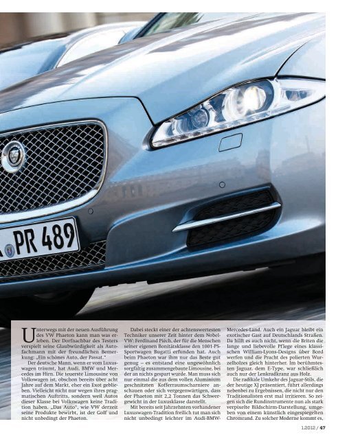 Wer ist spitze? Jaguar XJ 3.0 D und VW Phaeton ... - Volkswagen AG