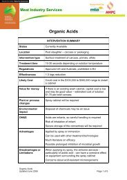 Organic Acids - Meat Industry Services