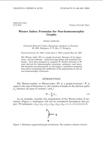 Wiener Index: Formulas for Non-homeomorphic Graphs