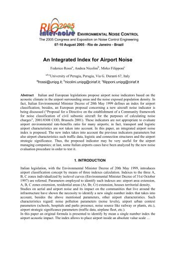 An Integrated Index for Airport Noise - CIRIAF