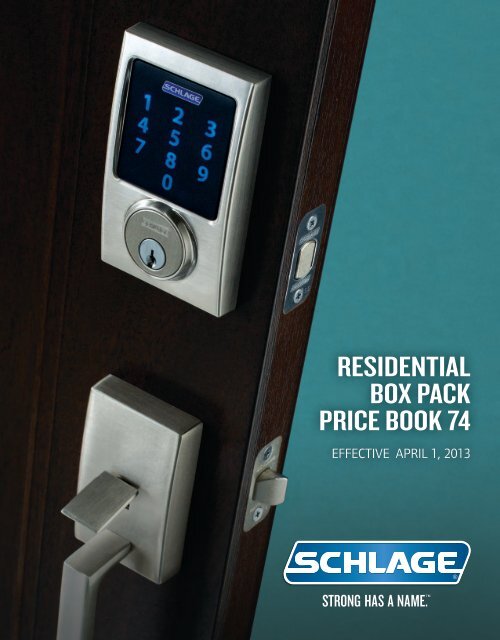 Schlage Residential Box Pack Price Book - Top Notch Distributors, Inc.