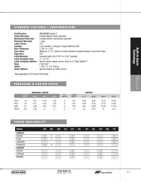 Schlage Residential Box Pack Price Book - Top Notch Distributors, Inc.