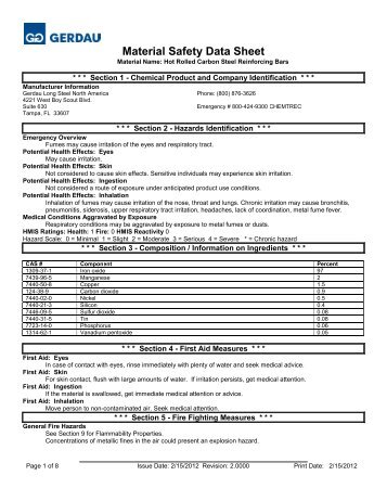 Material Safety Data Sheet - Gerdau Ameristeel