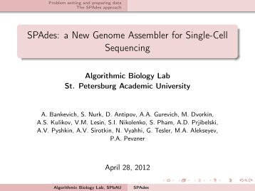 SPAdes - Theodosius Dobzhansky Center for Genome Bioinformatics