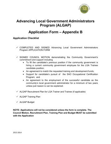 (ALGAP) Application Form â Appendix B - 33 Strong